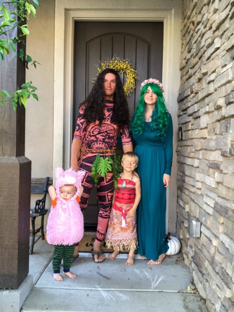 Halloween Costumes for Family - Maui, Te Fitit, Moana, and Pua